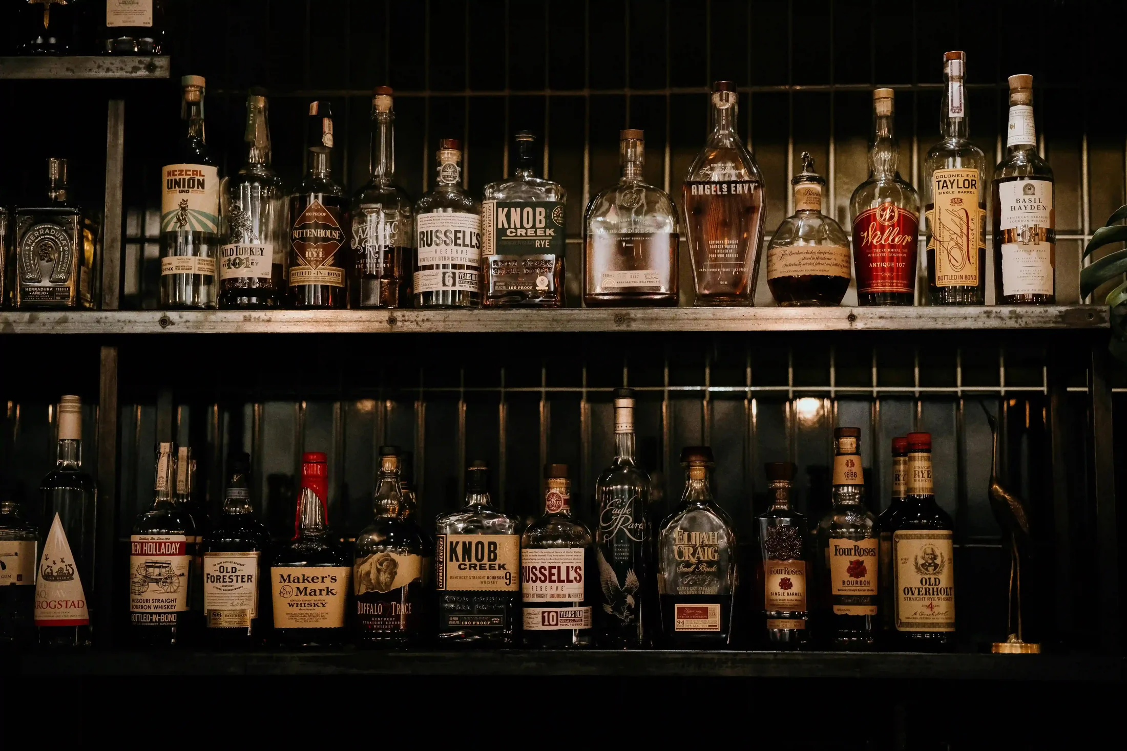 Bourbon and rye whisky selection at ABLO Coventry Drive liquor store, Calgary NE